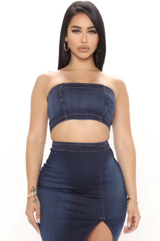 Miami Skirt Set in Dark Denim