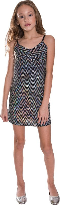 JUNIORS SPARKLE STRIPE DRESS