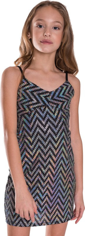 JUNIORS SPARKLE STRIPE DRESS