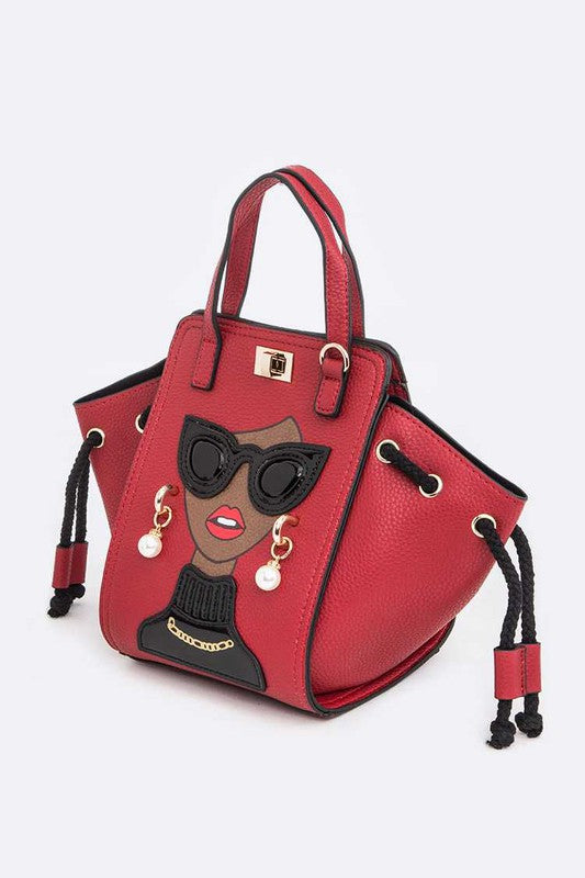 Lady In Glasses Convertible Top Handle Bag