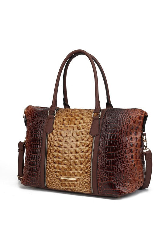 MKF Faux Crocodile-Embossed Duffle Bag by Mia K