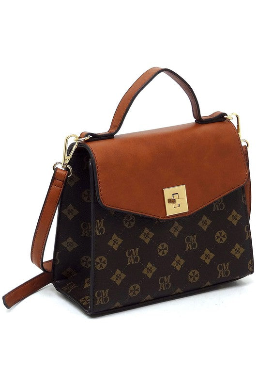 CM Monogram Twist Lock Flap Satchel