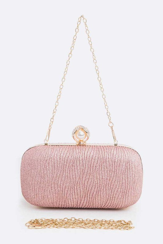 Crystal Flower Statement Satin Heart Shape Clutch