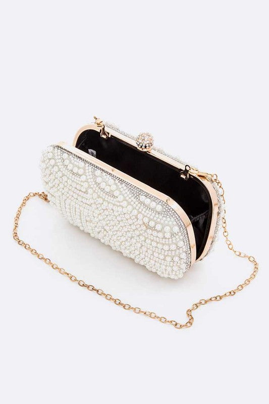 Pearl Embellshment Bridal Box Clutch