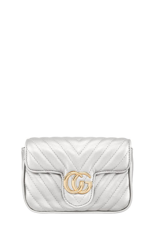 Chevron Quilted CG Buckle Crossbody Bag