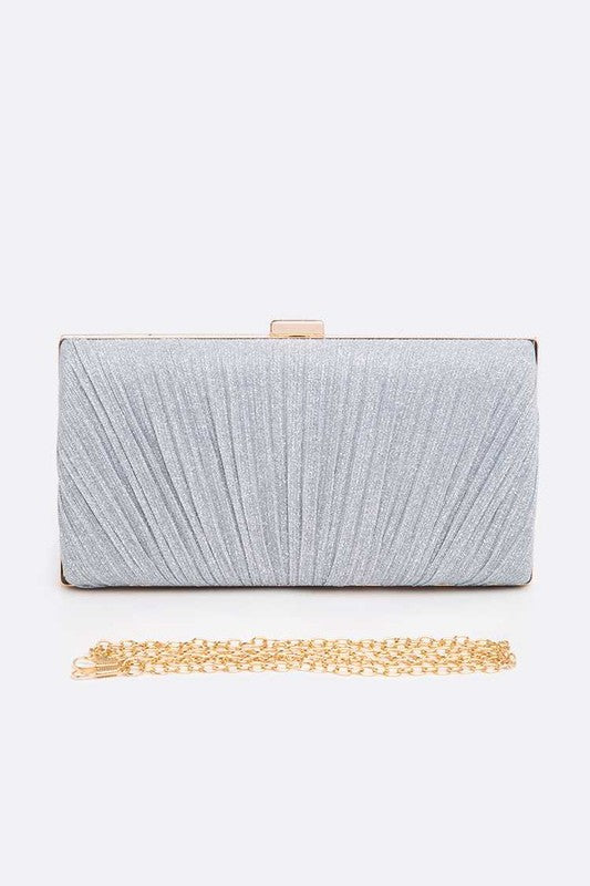 Metallic Pleated Bridal Party Box Clutch