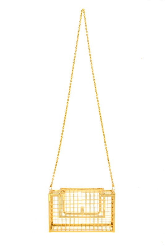 Metal Cage Crossbody Clutch Bag