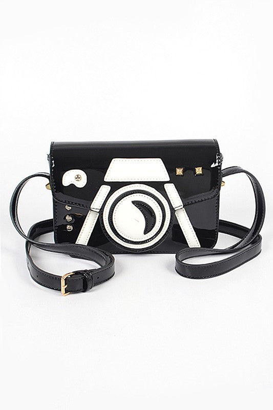 Patent Finish Iconic Camera Crossbody Bag