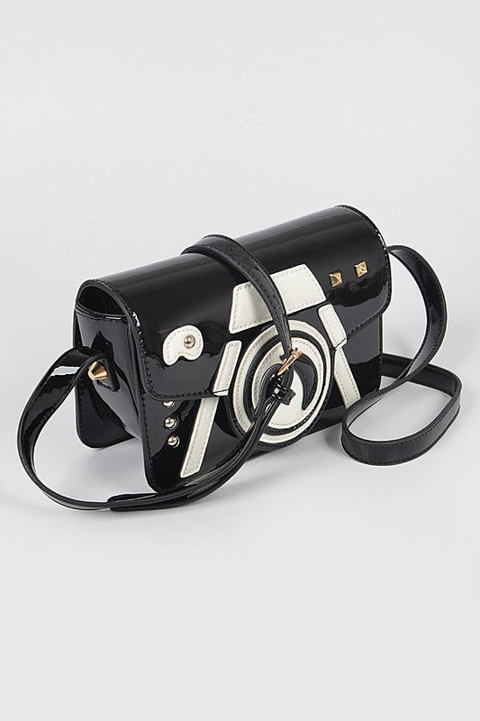 Patent Finish Iconic Camera Crossbody Bag