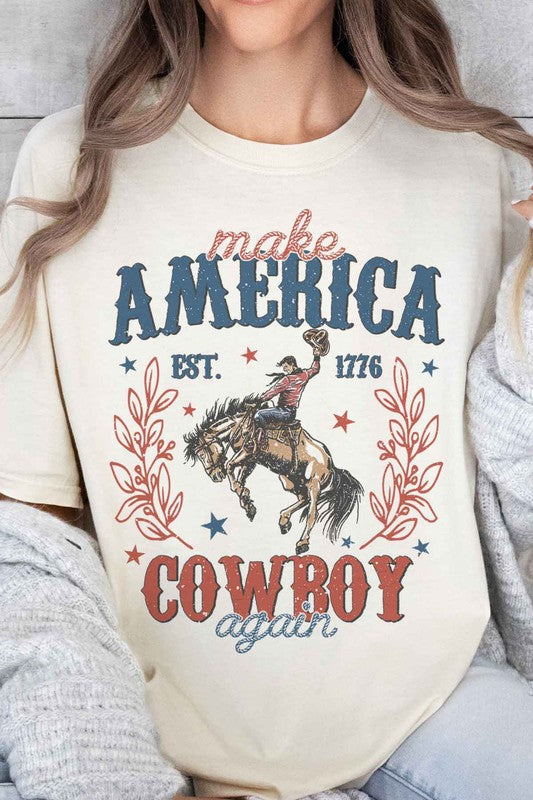 MAKE AMERICA COWBOY AGAIN OVERSIZED GRAPHIC TEE