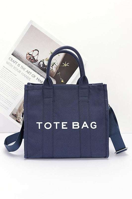 Cotton Canvas Convertible Small Tote Bag