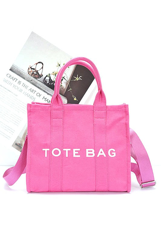 Cotton Canvas Convertible Small Tote Bag